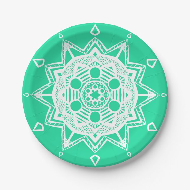 Plato De Papel Minty Mandala (Anverso)
