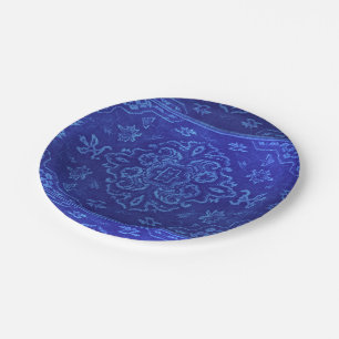 Plato De Papel Mirada de la alfombra persa en azul