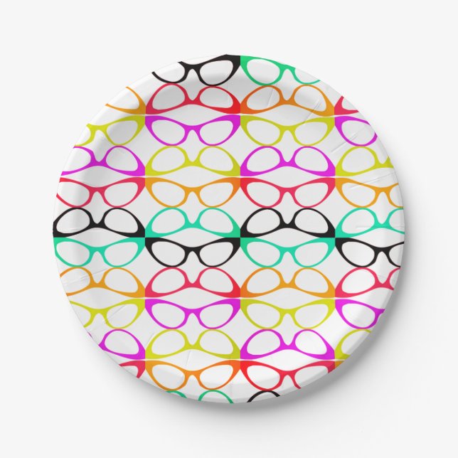 Plato De Papel Mirada de los buenos vidrios retros espectaculares (Anverso)