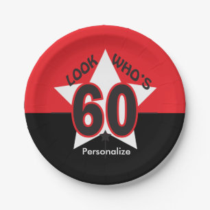 Plato De Papel Mire quién es 60.o cumpleaños del 60% el pipe%