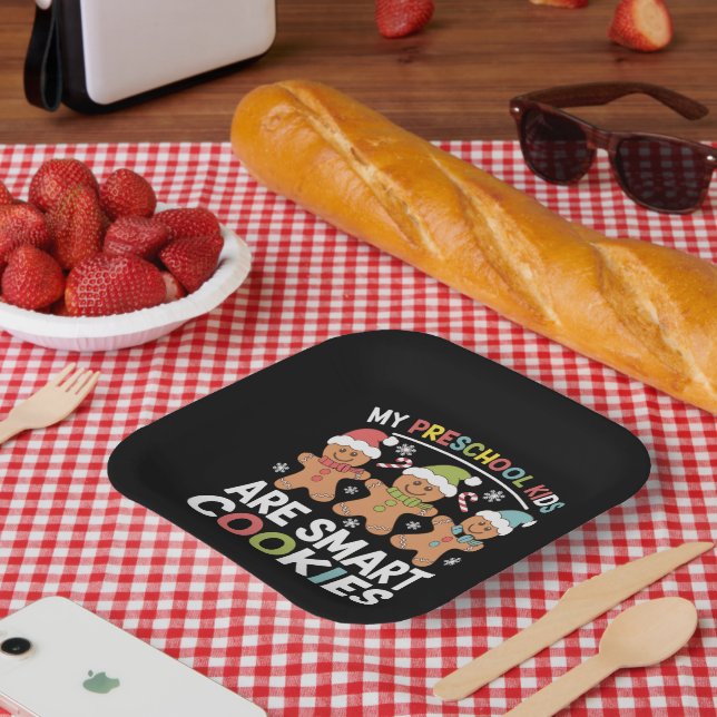 Plato De Papel Mis niños de preescolar son galletas inteligentes  (Picnic)