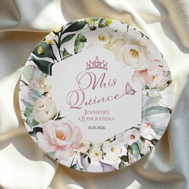Plato De Papel Mis Quince | Marco Floral Boho Quinceañera (Subido por el creador)
