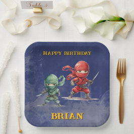 Plato De Papel Misión Secreta de Ninja Guerrero Cumpleaños