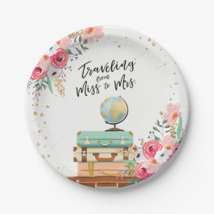 Plato De Papel Miss a la Sra. Travel Bridal Shower Paper Plates