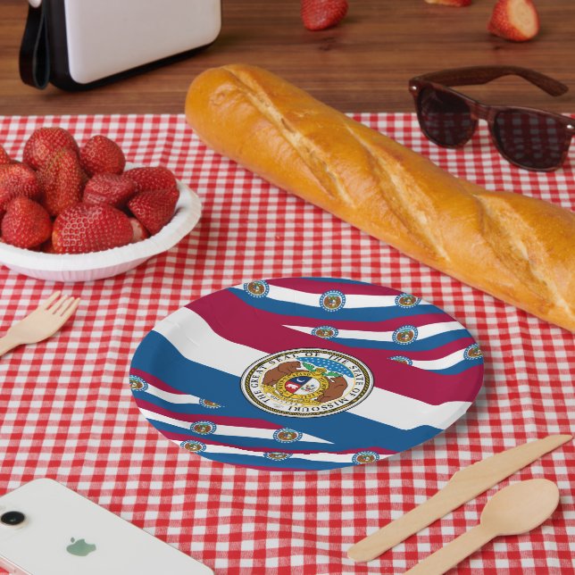Plato De Papel Missourian Flag & Seal, Missouri (Picnic)