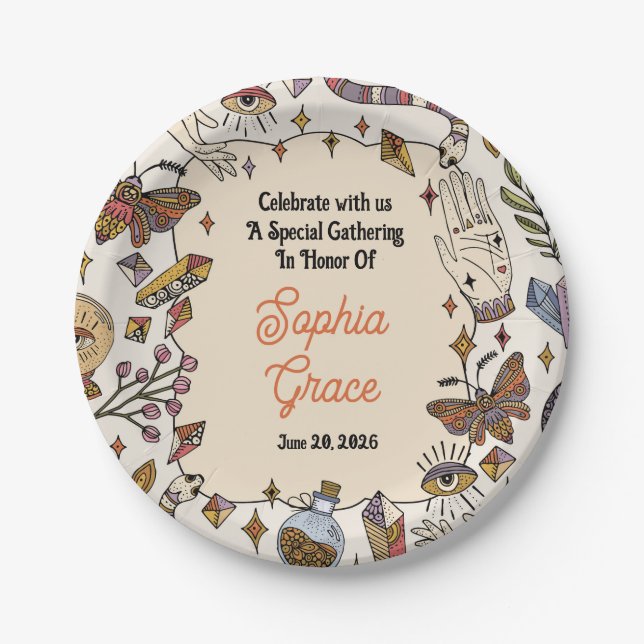 Plato de Papel Místico Boho Celestial (Anverso)