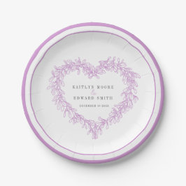 Plato De Papel Mistletoart morado gris blanco boda de invierno