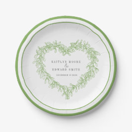 Plato De Papel Mistletoline art green blanca boda de invierno