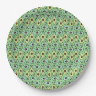 Plato De Papel Mitad de aguacate divertido patrón de vegetación