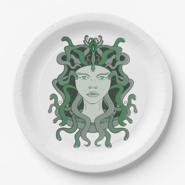 Plato De Papel Mitología griega de la gorra de serpiente Medusa G (Anverso)