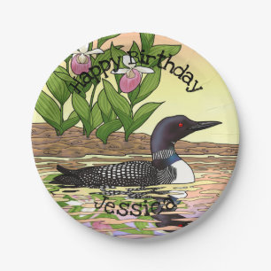 Plato De Papel MN State Bird Flower Lopper Lady Slipper