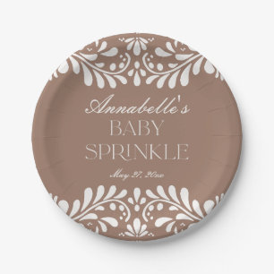 Plato De Papel Mocha Brown Talavera Tile Fiesta Baby Spinkle