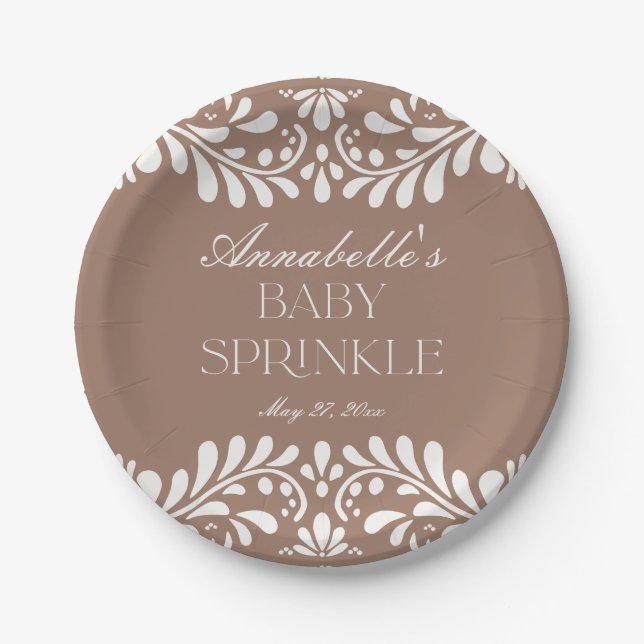 Plato De Papel Mocha Brown Talavera Tile Fiesta Baby Spinkle (Anverso)