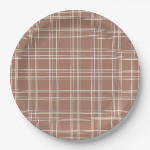 Plato De Papel Mocha Mousse Gingham
