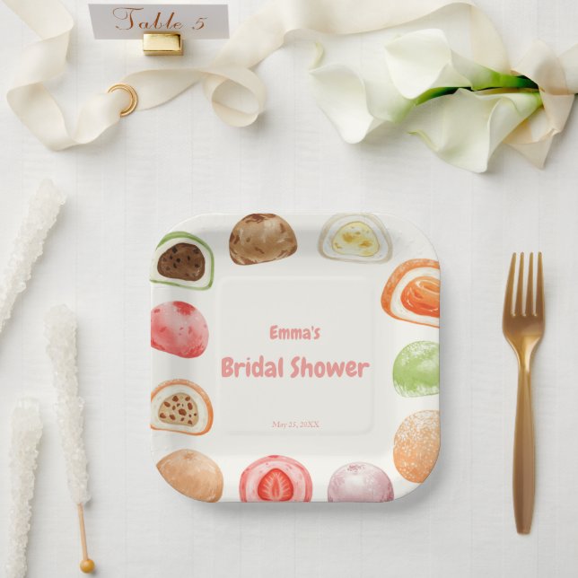 Plato De Papel Mochi-sweet and full of love! (Boda)