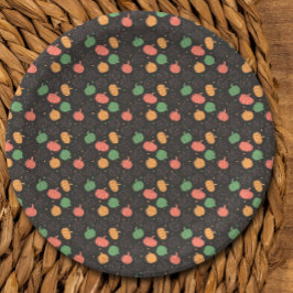 Plato De Papel Mochila Halloween naranja patrón negro verde