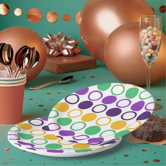 Plato De Papel Mod Mardi Gras Lunares (Multi)