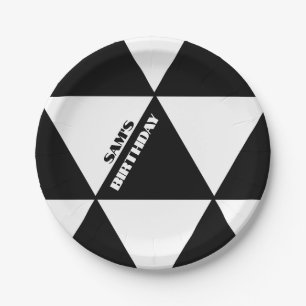 Plato De Papel mod personalizado negro y blanco ska triángulo
