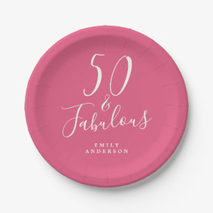 Plato De Papel Moda 50 Fabuloso Hot Pink 50 cumpleaños