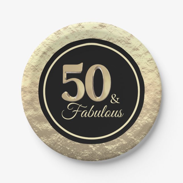 Plato De Papel Moda 50 y fabuloso Faux Gold (Anverso)