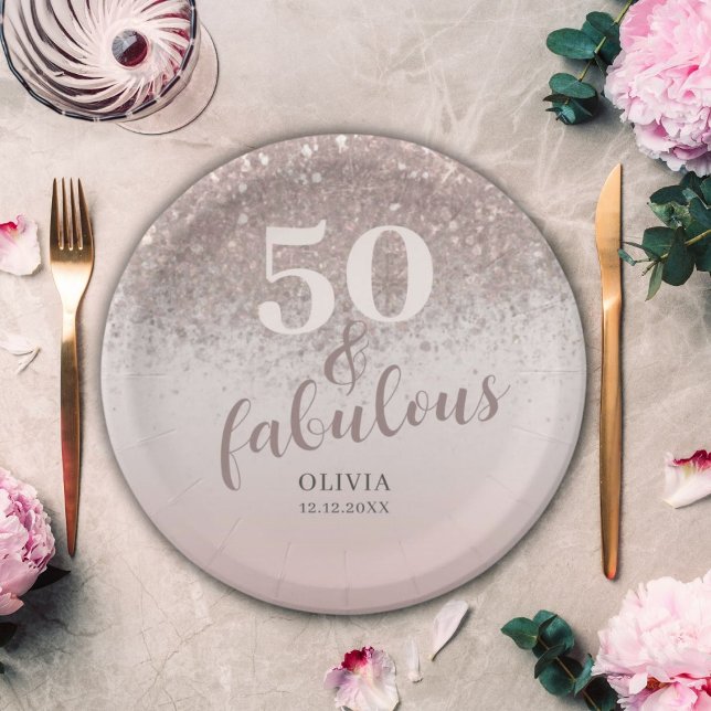 Plato De Papel Moda 50 y fabuloso Rosa Purpurina (Subido por el creador)
