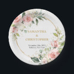 Plato De Papel Moda acuarela flores rubor eucalipto oro<br><div class="desc">¡Qué encantadoras son estas modas acuarelas flores de color azul eucalipto de oro Placas de papel! Traen un toque de elegancia y sofisticación a cualquier evento o reunión. Las delicadas flores de color agua, combinadas con los eucaliptos frescos y los toques de oro, crean una bonita estética que impresiona a...</div>