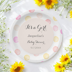 Plato De Papel Moda Baby Shower rosa blanca