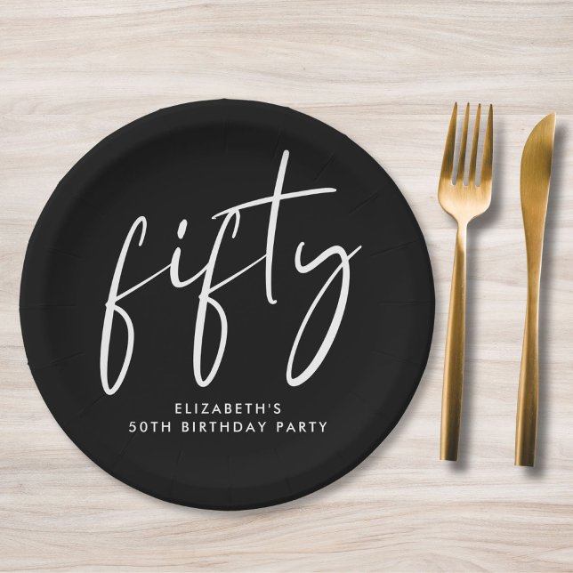 Plato De Papel Moda Black 50th Birthday Party (Subido por el creador)