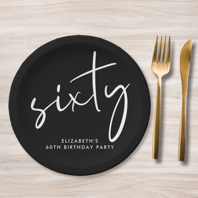 Plato De Papel Moda Black 60th Birthday Party (Subido por el creador)