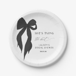 Plato De Papel Moda Black Bow está atando la ducha nupcial