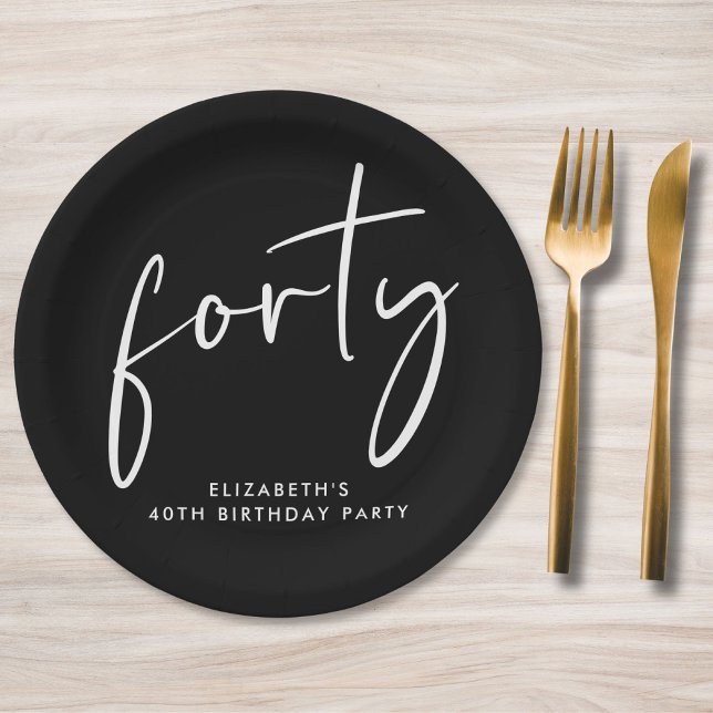 Plato De Papel Moda Blanco Negro 40 Fiesta de cumpleaños (Subido por el creador)