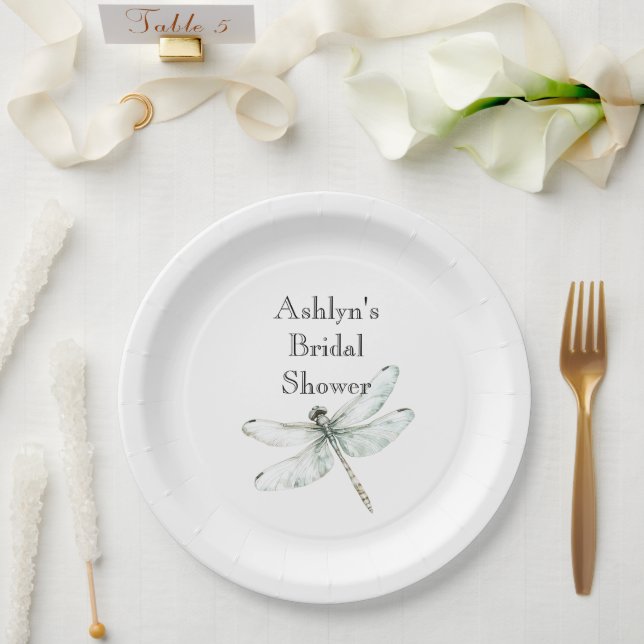 Plato De Papel Moda Blue Dragonflies Bridal Shower (Boda)