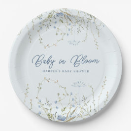 Plato De Papel Moda Blue Sky Wildflowers Boy Baby Shower