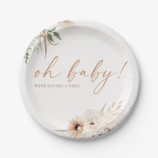 Plato De Papel Moda Boho - Baby Shower - Placas de papel