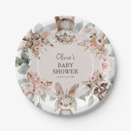 Plato De Papel Moda Boho Woodland Animals Baby Shower