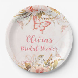 Plato De Papel Moda Botánica Peony Butterfly Bridal Shower