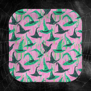 Plato De Papel Moda Brujas malvadas Gorras verdes y negros