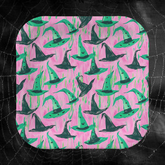 Plato De Papel Moda Brujas malvadas Gorras verdes y negros