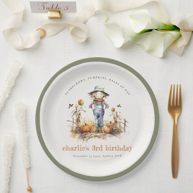 Plato De Papel Moda Caída Calabaza Escarecrow Cosecha Niños Cumpl (Boda)