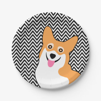 Plato De Papel Moda Chevron del Corgi