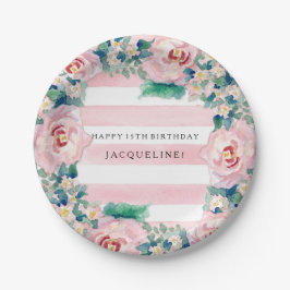 Plato De Papel MODA de color de agua MODERNA Bandas anchas con Ro