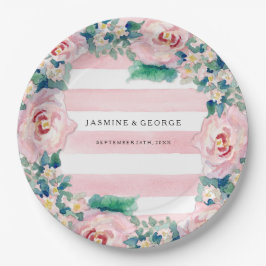 Plato De Papel MODA de color de agua MODERNA Bandas anchas con Ro