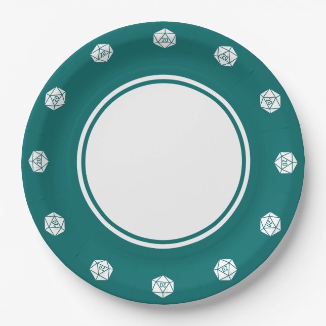 Plato De Papel Moda de tabletop en placas de papel Verde azuladas (Anverso)