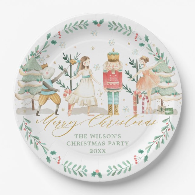 Plato De Papel Moda El Ballet Nutcracker Feliz Fiesta de Navidad (Anverso)