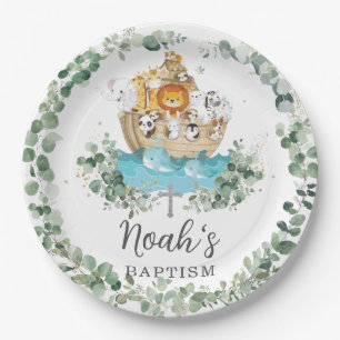 Plato De Papel Moda El bautismo de verde arca de Noé