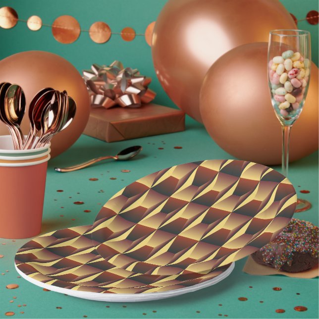 Plato De Papel Moda elegante del patrón- Geométrica moderna elega (Multi)