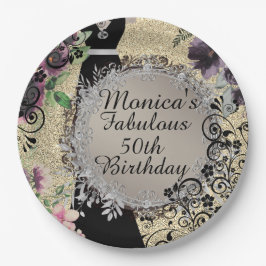 Plato De Papel Moda Elegante Fabuloso cumpleaños número 50