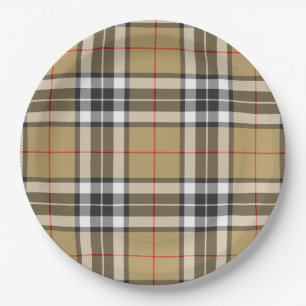 Plato De Papel Moda familiar Thomson Camel Tartan Plaid Pattern