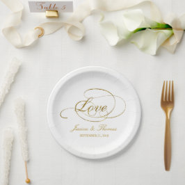 Plato De Papel Moda Faux Relieve metalizado dorado Wedding Planti