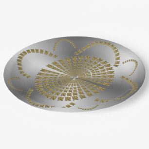 Plato De Papel Moda festiva Flor decorativa dorada plata